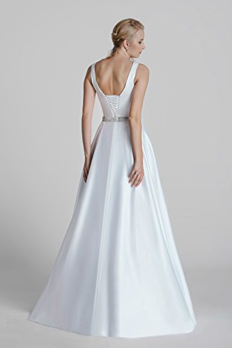 Brautkleid Vintage // Hochzeitskleid mit Strassgürtel (weiß) - 2