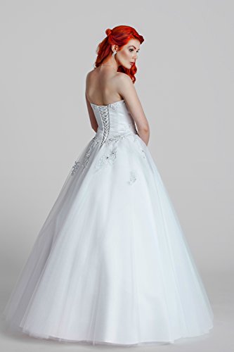 1-Teiliges Brautkleid aus Satin mit feinster Spitze veredelt (weiß) - 2