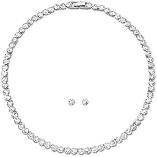 Swarovski Tennis Set, weiss, rhodiniert