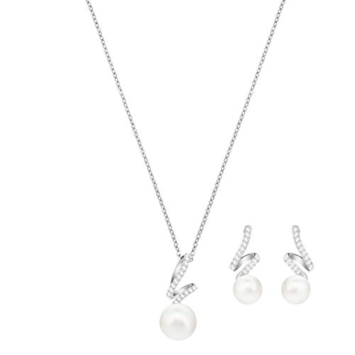 Swarovski Gabriella Pearl Set, Weiss, Rhodiniert