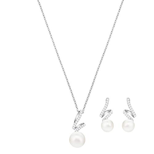 Swarovski Gabriella Pearl Set, Weiss, Rhodiniert