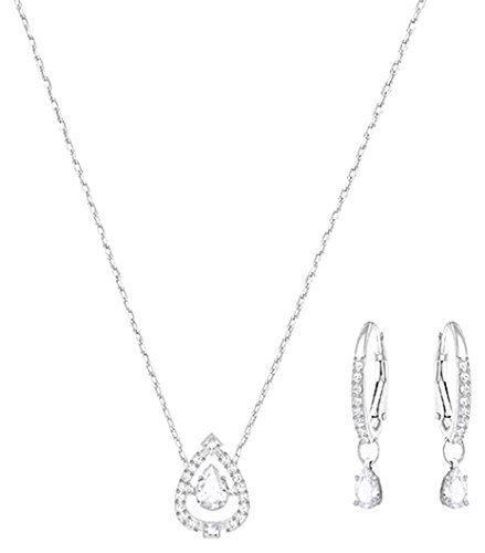 Swarovski Damen-Schmuckset Halskette + Ohrringe rhodiniert Kristall Weiß - 5272368