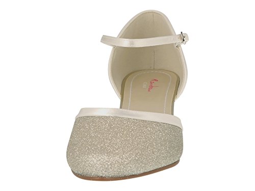 Rainbow Club Brautschuhe mit Riemchen // Ivory Satin mit Glitzer - 3