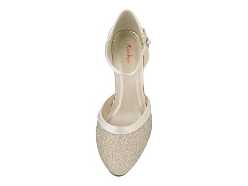 Rainbow Club Brautschuhe mit Riemchen // Ivory Satin mit Glitzer - 5