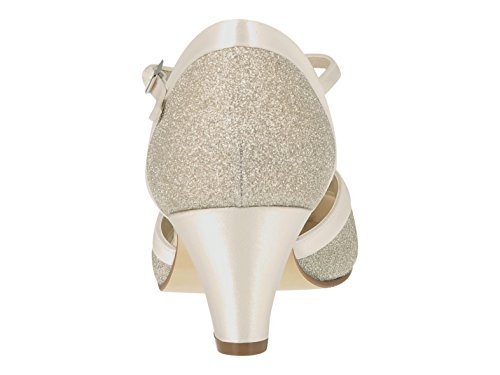 Rainbow Club Brautschuhe mit Riemchen // Ivory Satin mit Glitzer - 4