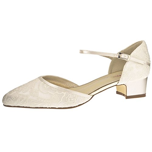 Rainbow Club Brautschuhe - Hochzeitsschuhe mit Riemchen, Ivory/Creme, Satin