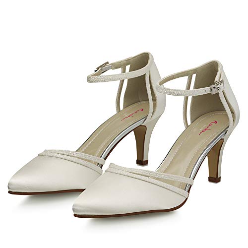 Rainbow Club Brautschuhe Desi – Pumps gepolstert, Glitzer, Ivory/Creme - 6