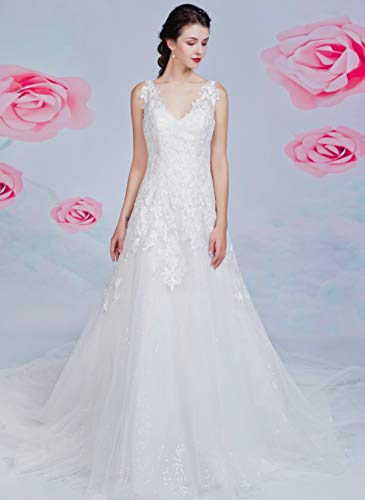 Brautkleid mit A-Linie-Silhouette und V-Ausschnitt - 3