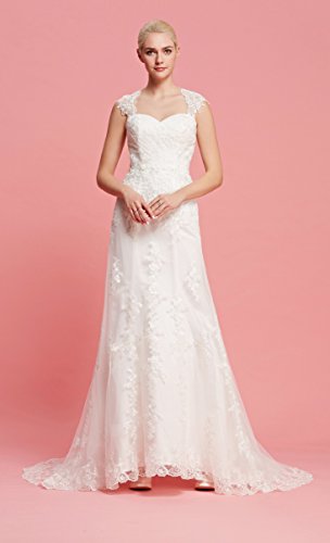 Brautkleid mit herzförmigen Ausschnitt und Träger aus transparentem Stoff und Spitze - 2