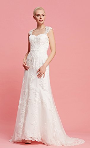 Brautkleid mit herzförmigen Ausschnitt und Träger aus transparentem Stoff und Spitze - 4
