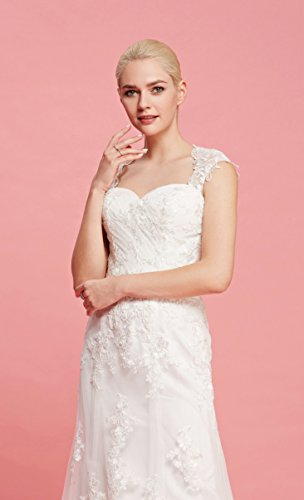 Brautkleid mit herzförmigen Ausschnitt und Träger aus transparentem Stoff und Spitze - 5