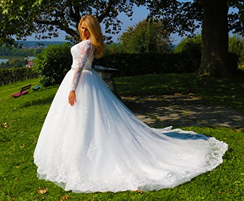 Luxus Brautkleid Hochzeitskleid // Spitze mit Ärmel Prinzessin Brautkleid - 5