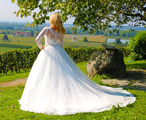 Luxus Brautkleid Hochzeitskleid // Spitze mit Ärmel Prinzessin Brautkleid - 2