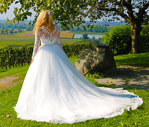 Luxus Brautkleid Hochzeitskleid // Spitze mit Ärmel Prinzessin Brautkleid - 8