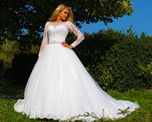 Luxus Brautkleid Hochzeitskleid // Spitze mit Ärmel Prinzessin Brautkleid - 9