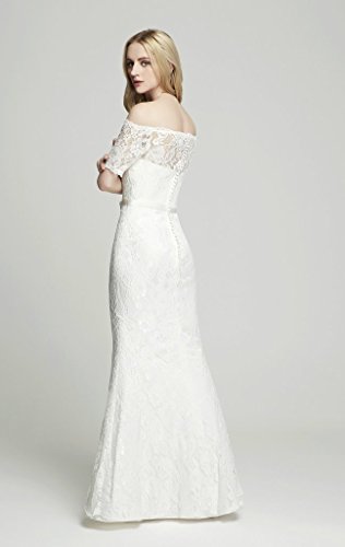 Brautkleid mit Spitze / U-Boot Ausschnitt , Ivory - 7
