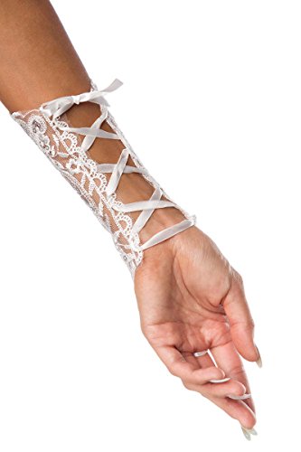 Unbekannt Brauthandschuhe fingerlos Braut Handschuhe Strass Steinchen Hochzeit Weiß Ivory (Ivory) - 3