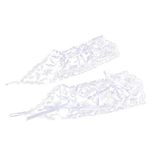 Brauthandschuhe Spitzenhandschuhe Hochzeit Braut Hochzeitshandschuhe Brautkleid Spitze Fingerlose Handschuhe mit Spitze Blumen für Hochzeitsfest ( Farbe : Weiß ) - 2