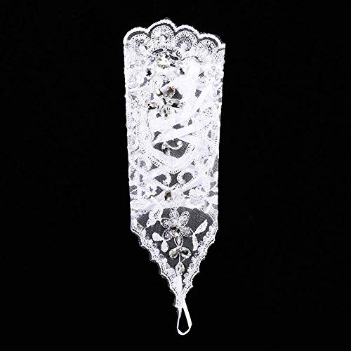 Brauthandschuhe Spitzenhandschuhe Hochzeit Braut Hochzeitshandschuhe Brautkleid Spitze Fingerlose Handschuhe mit Spitze Blumen für Hochzeitsfest ( Farbe : Weiß ) - 9