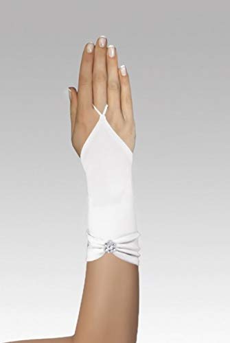 Zauberkutsche Brauthandschuhe fingerlos Braut Handschuhe Perlen Hochzeit Weiß Ivory Satin Stulpen (Ivory) - 6