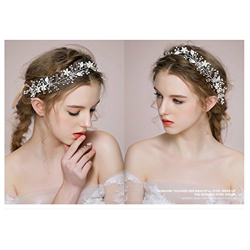 Brautschmuck Vintage Kristall Pearl Vine Haarbänder Hochzeit Haar Zubehör Silber - 