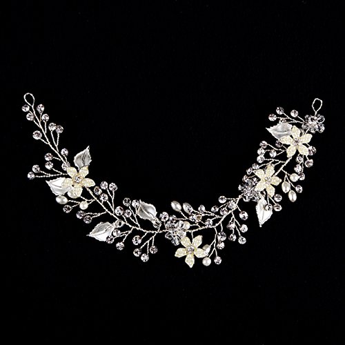 Brautschmuck Vintage Kristall Pearl Vine Haarbänder Hochzeit Haar Zubehör Silber - 