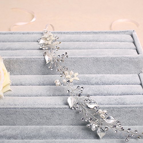 Brautschmuck Vintage Kristall Pearl Vine Haarbänder Hochzeit Haar Zubehör Silber - 